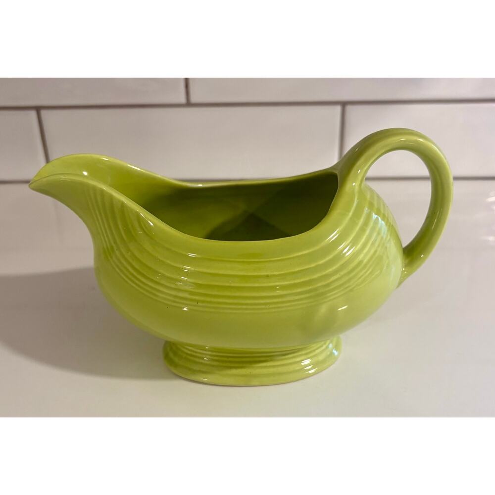 Vintage Green Fiesta Chartreuse Sauceboat Gravy Boat